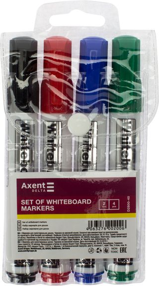Набір маркерів "Axent" №D2800-40 круг. Whiteboard (4шт) 2 мм(12)
