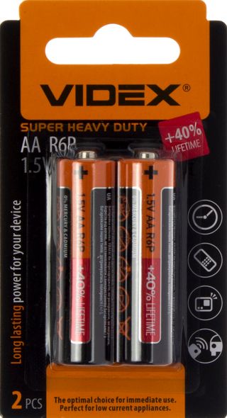 Батарейки Videx R-06/мініблістер 2шт (20)(600)