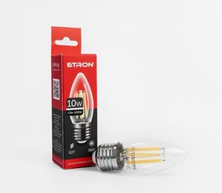 Лампа "Etron Filament Power" прозоре скло LED 1-EFP-116 C37 10Вт 4200K Е27(10)