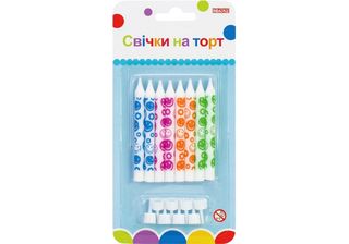 Набір свічок в торт 8шт 8см з підставками №MX627045.F02/Maxi/(24)(288)