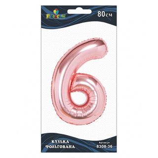 Кулька повітр. фольгована "Цифра-6" 80см рожеве золото №830836/Pelican/(1)(5)