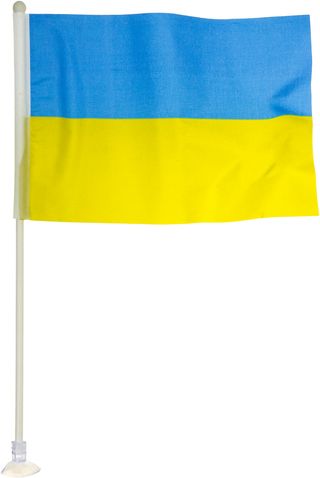 Прапорець Україна з паличкою на присосці 21х14см №006(10)(100)(400)