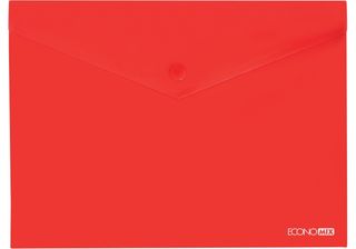 Папка-конверт "Economix" №E31316-03 А5 на кнопці прозор. червона(12)(192)