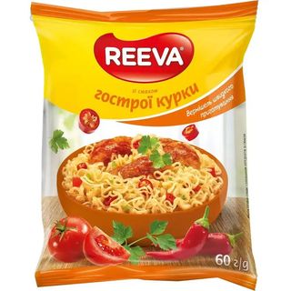 Вермішель 60 г REEVA швидкого приготування зі смаком гострої курки м/уп