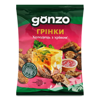 Сухарики 50 г GONZO житні зі смаком холодцю з хріном