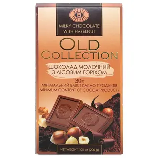 Шоколад Бісквіт-Шоколад Old Collection молочний з лісовим горіхом 32% 200г