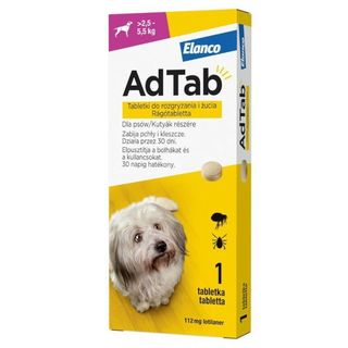 Adtab Tabletki Dla Psa Chroniące Przed Pchłami I Kleszczami, Dla Psów O Wadze 2,5 - 5,5 Kg