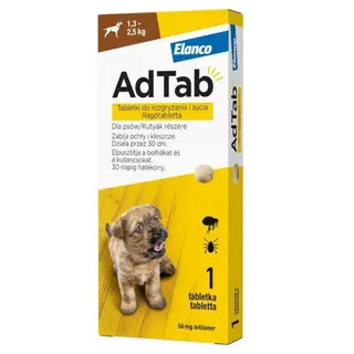 Adtab Tabletki Dla Psa Chroniące Przed Pchłami I Kleszczami, Dla Psów O Wadze 1,3 - 2,5 Kg