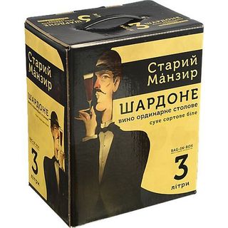 Вино Старий манзир 3л шардоне сухе біле ординар.столове
