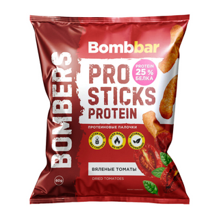 BOMBBAR PRO STICKS პროტეინის ჩხირები გლუტენის გარეშე, გამომშრალი პომიდორი 60გრ
