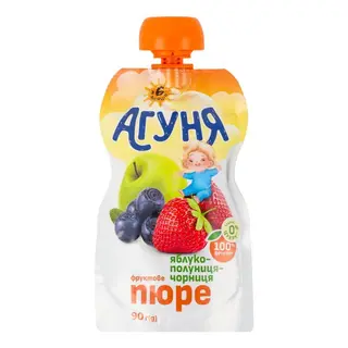 Пюре Агуня Полуниця-чорниця для дітей від 6-ти місяців 90г т/п