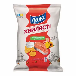 Чiпси Люкс 125г рифлені лосось у вершках