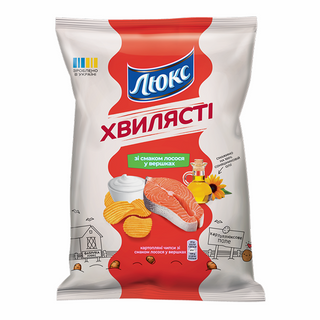 Чiпси Люкс 125г рифлені лосось у вершках