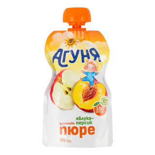 Дит. харч. АГУНЯ Пюре Яблуко-Персик / 90г