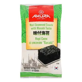 Норі снек AKURA зі смаком васабі / 4,5г