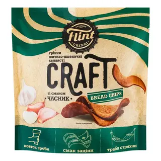 Грінки FLINT Часник Житньо-пшеничні хвилясті / 80г