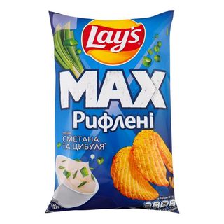 Чипси LAY'S Max Сметана та цибуля рифлені / 95г
