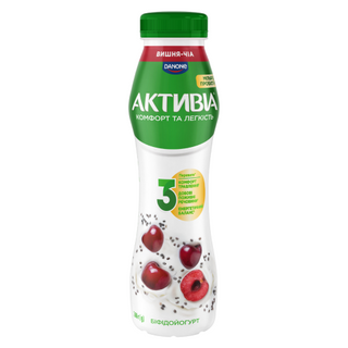 Біфідойогурт Активіа вишня-чіа питний 1,2% 260г