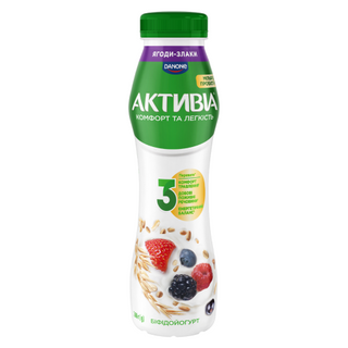 Біфідойогурт Активіа ягоди-злаки питний 1,2% 260г