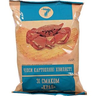 Чіпси "7" 110 г хвилясті зі смаком краба
