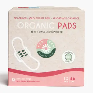 FemiEko, Absorbante cu aripioare, din bumbac organic 10 buc