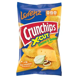 Crunchips X-Cut Chipsy ziemniaczane o smaku ser-cebula 140 g