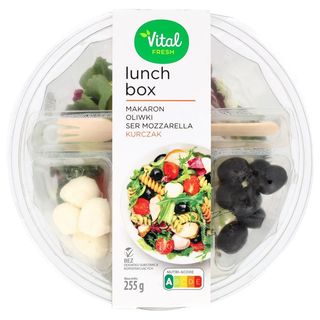 Vital Fresh Lunch box makaron, oliwki, ser Mozzarella, kurczak 255 g