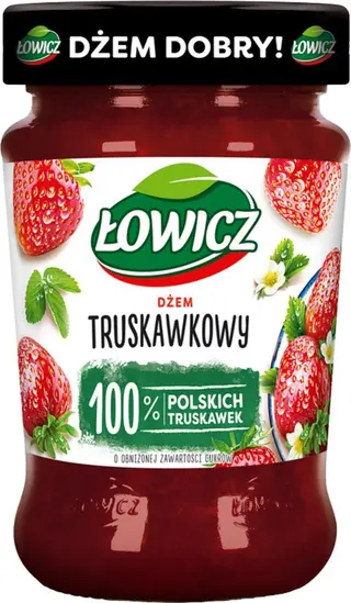 Łowicz Dżem truskawkowy o obniżonej zawartości cukrów 280 g