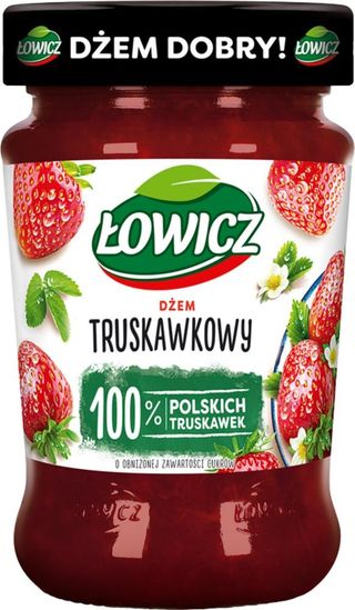 Łowicz Dżem truskawkowy o obniżonej zawartości cukrów 280 g