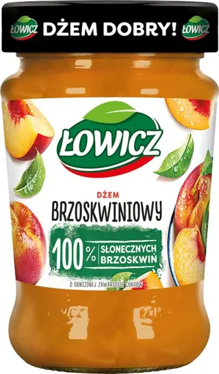 Łowicz Dżem brzoskwiniowy o obniżonej zawartości cukrów 280 g