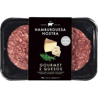 Hamburguesa Nostra Hamburguesa Nostra Gourmet 2 Quesos Burger Meat De Vacuno Con Queso Curado, Pecorino Y Eneldo Bandeja 320 G