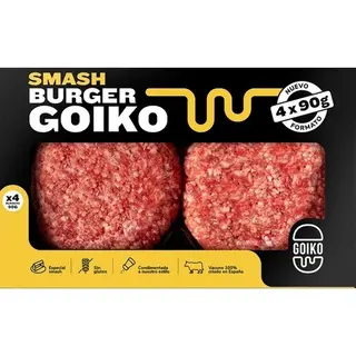 Goiko Goiko Burger Meat Smash De Vacuno 100% Español Sin Gluten 4 Unidades Bandeja 360 G