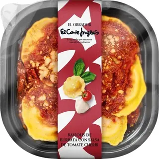 El_Obrador_El_Corte_Ingles El Obrador El Corte Ingles Raviolis De Burrata Con Salsa De Tomate Cherri Envase 300 G