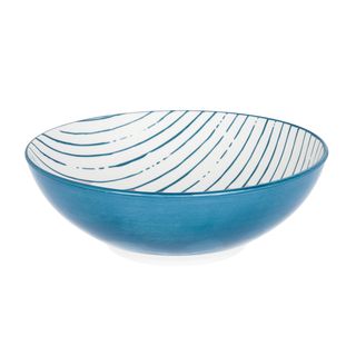 Insalatiera Bianca Righe Blu Porcellana - Mix E Match