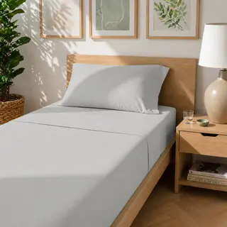 Completo Letto Singolo Cotone Tinta Unita - Grigio