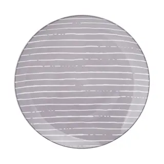 Piatto Piano Grigio Righe Bianche Porcellana - Mix E Match