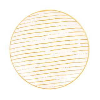 Piatto Piano Bianco Righe Gialle Porcellana - Mix E Match