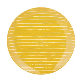 Piatto Piano Giallo Righe Bianche Porcellana - Mix E Match