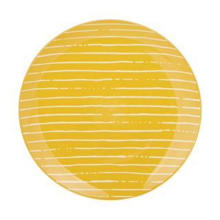 Piatto Piano Giallo Righe Bianche Porcellana - Mix E Match