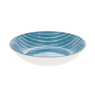 Piatto Fondo Blu Righe Bianche Porcellana - Mix E Match