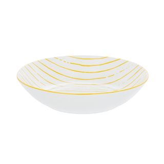 Piatto Fondo Bianco Righe Gialle Porcellana - Mix E Match