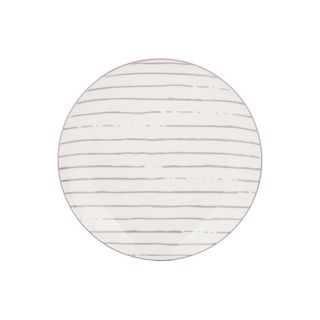 Piatto Frutta Bianco Righe Grigie Porcellana - Mix E Match