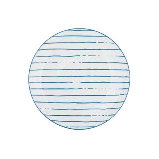 Piatto Frutta Bianco Righe Blu Porcellana - Mix E Match