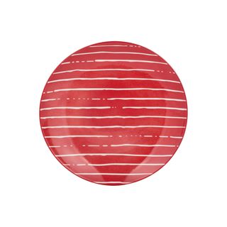 Piatto Frutta Rosso Righe Bianche Porcellana - Mix E Match