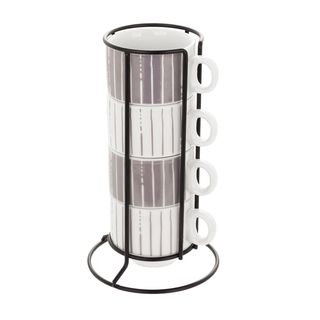 Set 4 Tazzine Caffè Mix E Match Grigio - Con Stand