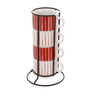 Set 4 Tazzine Caffè Mix E Match Rosso - Con Stand
