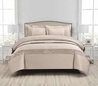 თეთრეული - ZORA EMBROIDERED COTTON SATIN DOUBLE DUVET COVER SET LIGHT BLUE