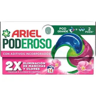 Detergente En Cápsulas Ariel Poderoso Sensaciones, Caja 14 Dosis