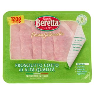 Fratelli Beretta Fresca Salumeria Prosciutto Cotto di Alta Qualità 120 g - 8007660189306