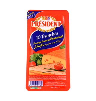 Fromage fondu à l'emmental PRESIDENT 10 tranches